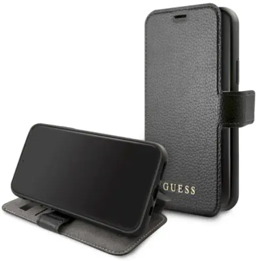 Guess GUFLBKSP12MIGLBK Iridescent Book Cover For Apple iPhone 12 | 12 Pro Black