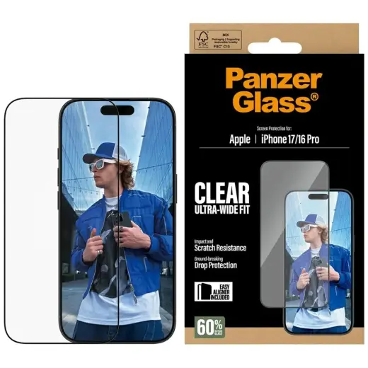 PanzerGlass Ultra-Wide Fit EasyAligner Tempered Glass for iPhone 17 | 16 Pro