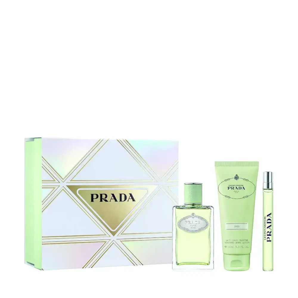 Set Prada: Infusion d'Iris, Eau De Parfum, For Women, 100 ml + Infusion d'Iris, Eau De Parfum, For Women, 10 ml + Infusion d'Iris, Hydrates, Body Lotion, All Over The Body, 100 ml