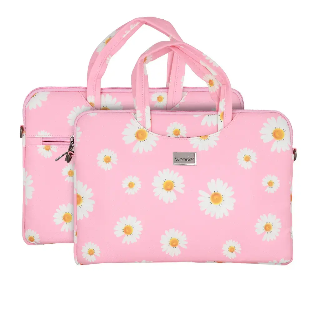Wonder Briefcase Laptop 13-14 inches pink daisies