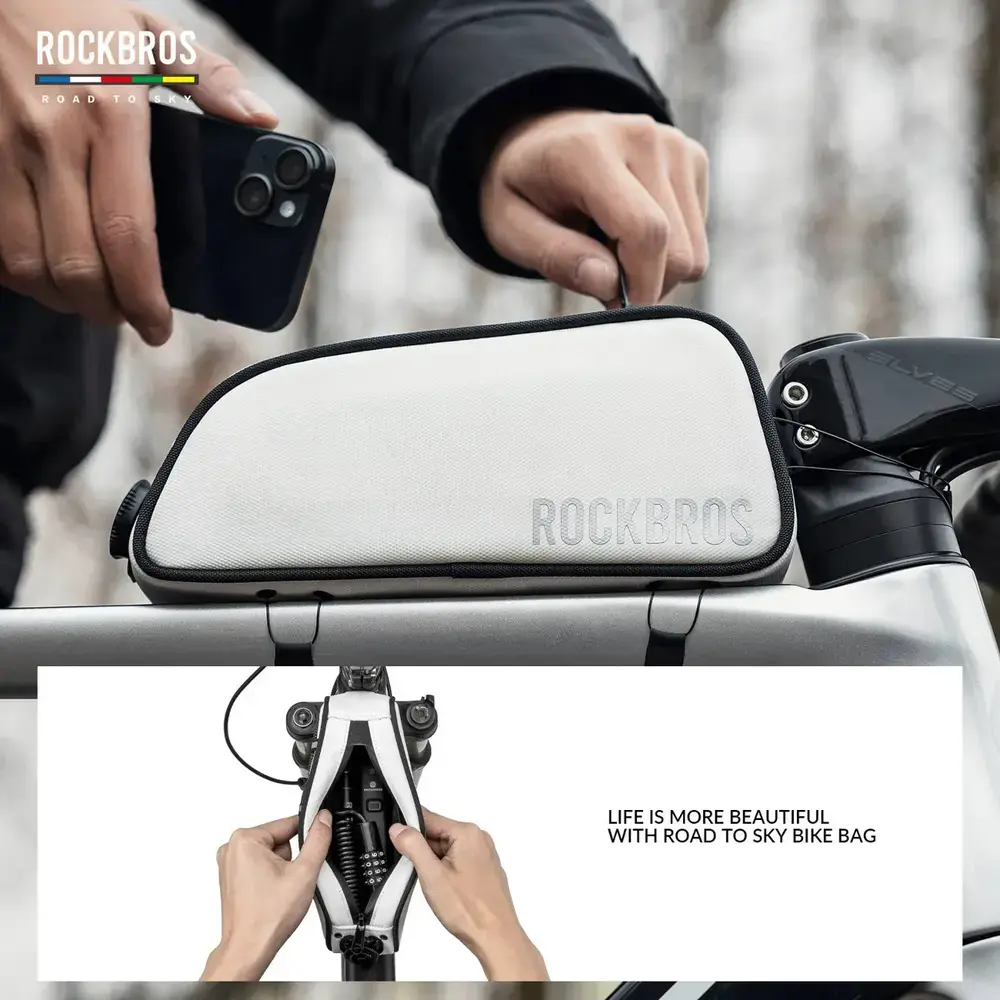 Torba na ramę 0,7L Rockbros TL004 ROAD TO SKY wodoodporna – biała