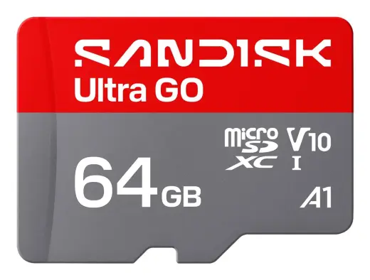 SanDisk Micro SD card Ultra GO 64GB / SDSQUGN-064G-GN6MN Grey, red