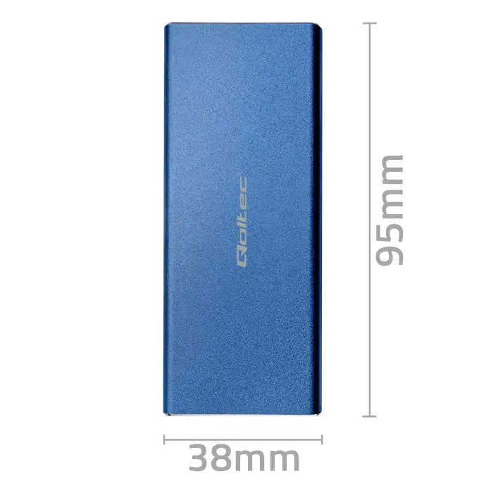 Qoltec Aluminium Enclosure | M.2 SSD drive | SATA | NGFF| USB 3.0 | Super speed 5Gb/s | 2TB | Blue