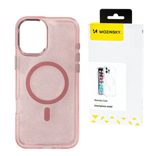 Wozinsky Glitter telefono dėklas su MagSafe palaikymu Samsung Galaxy S24 FE (S721) rožinis