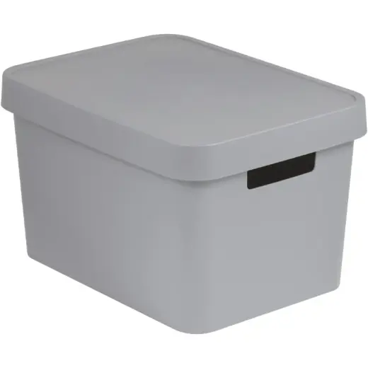 Kaste ar vāku Infinity Recycled 17L 36x27x22cm pelēka