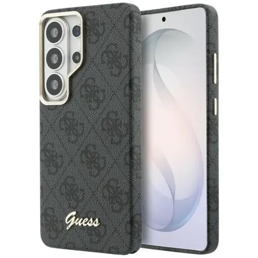 Guess 4G Script telefono dėklas su MagSafe palaikymu Samsung Galaxy S26 Ultra (S948) juodas
