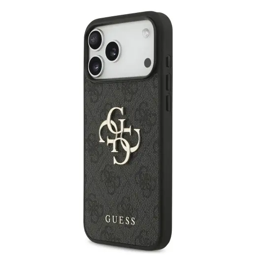 Guess PU 4G Metal Logo maciņš telefonam iPhone 18 Pro Max pelēks