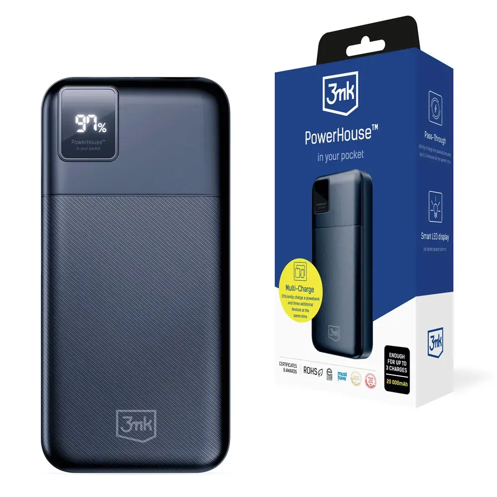 3MK PowerHouse ārējais akumulators (powerbank) | 20000 mAh | zils