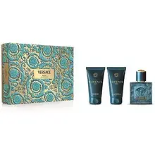 Eros Eau de Parfum Gift Set EDP 50 ml, shower gel 50 ml, and body lotion 50 ml.