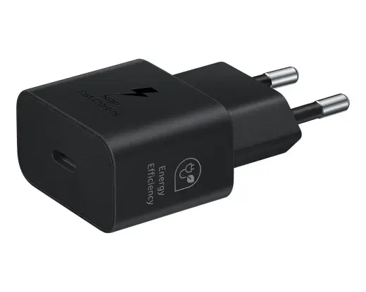 Samsung EP-T2510EBE tīkla lādētājs | 25W | USB-C | ar USB-C uz USB-C vadu komplektā | melns (OEM)