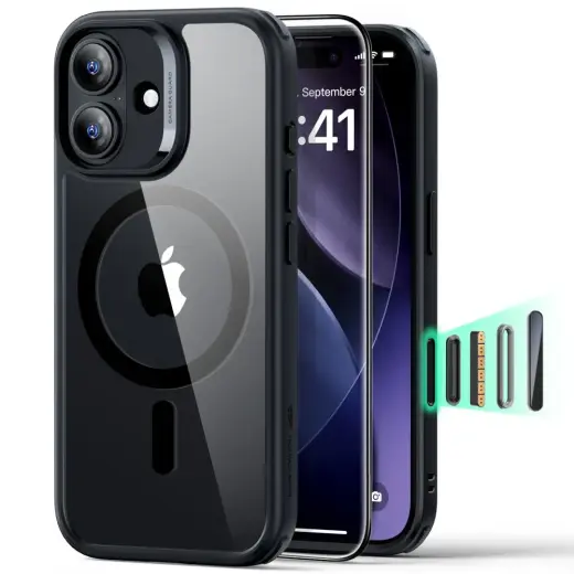 ESR CLASSIC HYBRID maciņš ar MagSafe atbalstu telefonam iPhone 17 caurspīdīgs (komplektā aizsargstikls)
