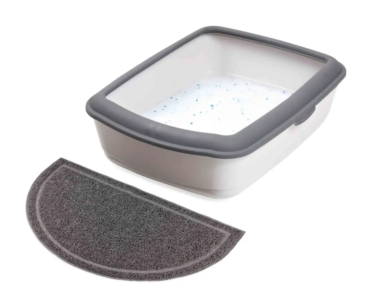 Kaķu tualetes paklājs : Trixie Cat litter tray mat, semi:circular, PVC, 59 × 35 cm, anthracite