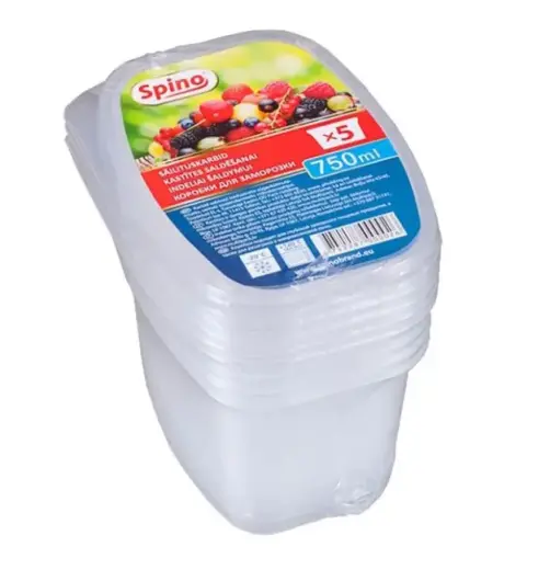 Plastmasas kastītes saldēšanai SPINO, 750 ml, 5 gab., caurspīdīgas