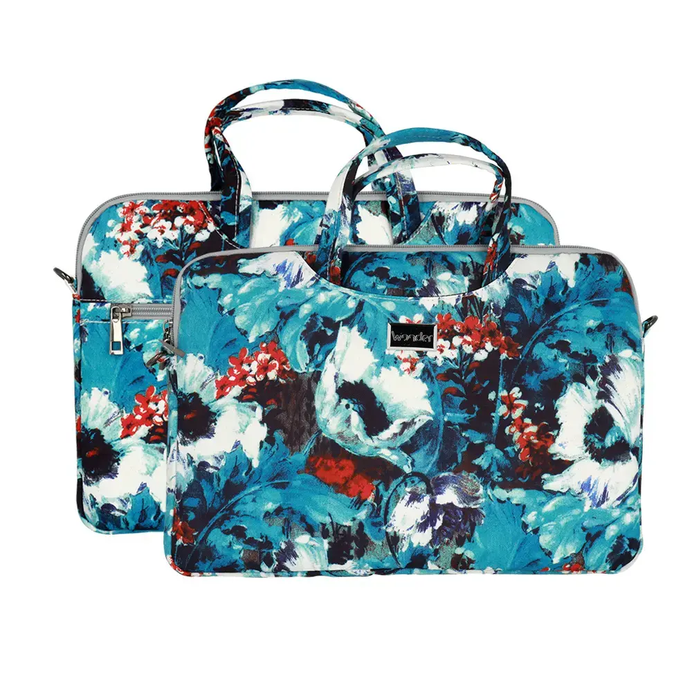 Wonder Briefcase Laptop 15-16 inches white poppies