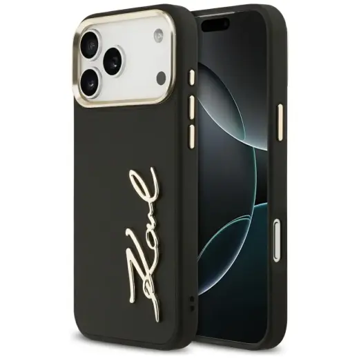 Karl Lagerfeld Karl Script Logo telefoniümbris iPhone 17 Pro Max jaoks, must