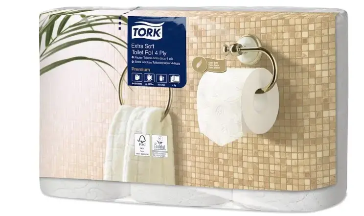 Tualetes papīrs TORK Premium Extra Soft Conventional T4, 4 sl., 153 lapiņas rullī, 9.7 cm x 19.1 m, baltā krāsā, 6 gab./iepak.