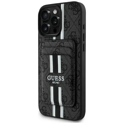 Etui Guess 4G Stripes z portfelem         Magsafe do iPhone 16 Pro Max czarny
