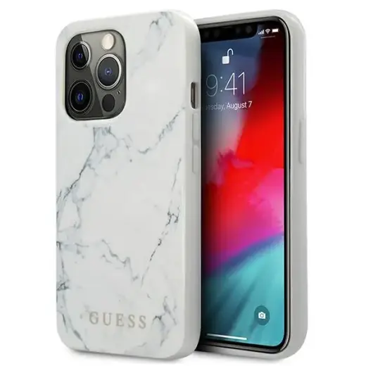 Guess GUHCP13XPCUMAWH iPhone 13 Pro Max 6,7" biały|white hardcase Marble