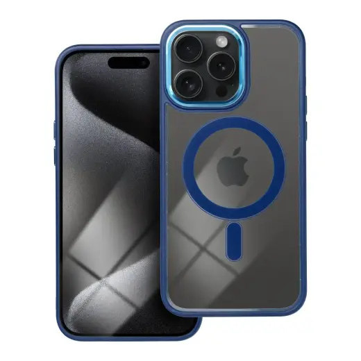 Color Edge Mag telefono dėklas su MagSafe palaikymu iPhone 15 Pro Max mėlynas