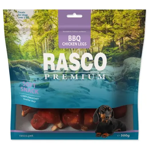 Gardums suņiem – Rasco Premium, Soft Snack, BBQ Chicken Legs, 500 gr