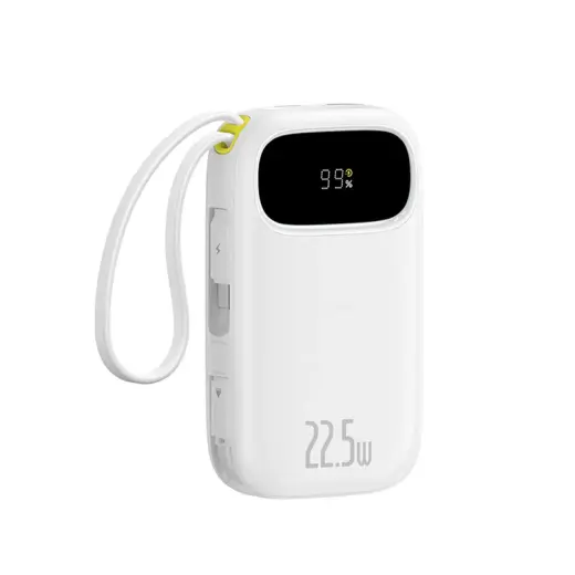 Baseus EnerFill FC31 QPow3 ārējais akumulators (powerbank) | 10 000 mAh | 22.5W | USB-C | LED ekrāns | balts