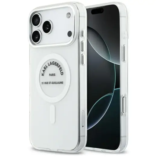 Karl Lagerfeld IML Karl RSG Logo MagSafe Case for iPhone 17 Pro Max Transparent