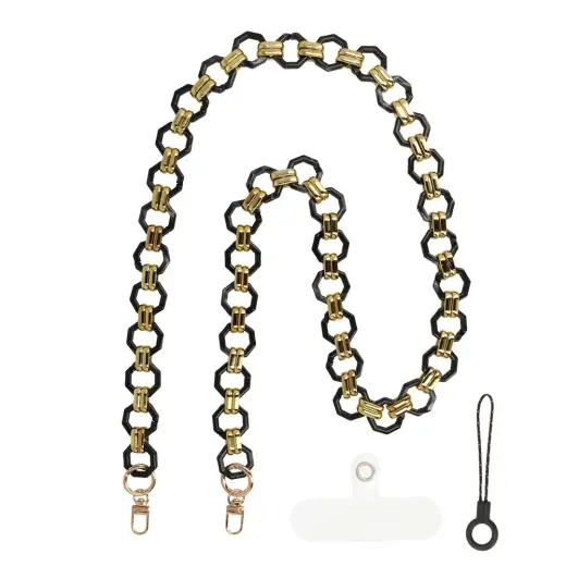 Phone lanyard 0809 black-gold