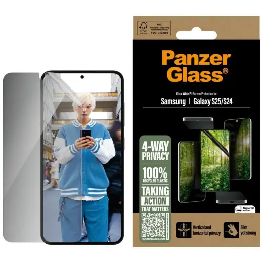 PanzerGlass Eco Matrix Ultra-Wide Fit tempered glass for phone Samsung Galaxy S25