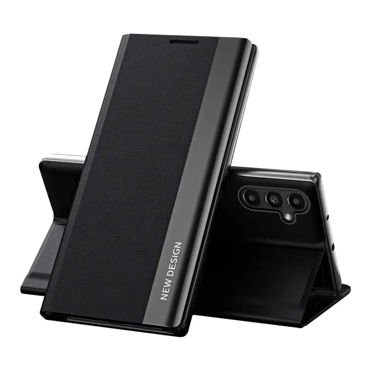 Fusion Sleep PRO eko ādas grāmatveida maks Samsung A135 | A137 Galaxy A13 4G melns