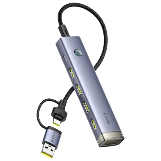 Baseus UltraJoy USB hub | USB-A & USB-C to 4x USB 3.0 | gray
