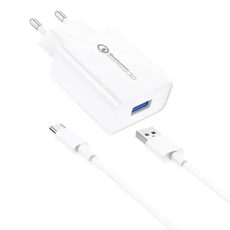 Foneng EU13 travel charger | 15W | USB-A, USB-C | with USB-A to USB-C cable included | white