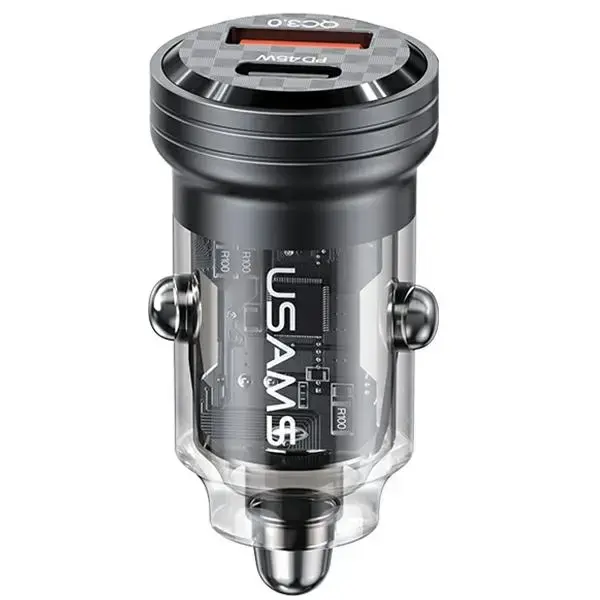 USAMS C35 CC175CC01 automašīnas lādētājs | 45W | USB-C, USB-A | melns