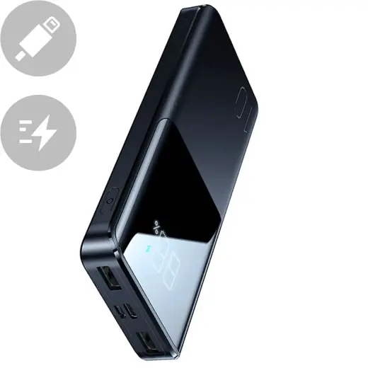 Joyroom JR-QP191 external battery (powerbank) | 10000 mAh | 22.5W | USB-A, USB-C, Micro USB | LED display | black