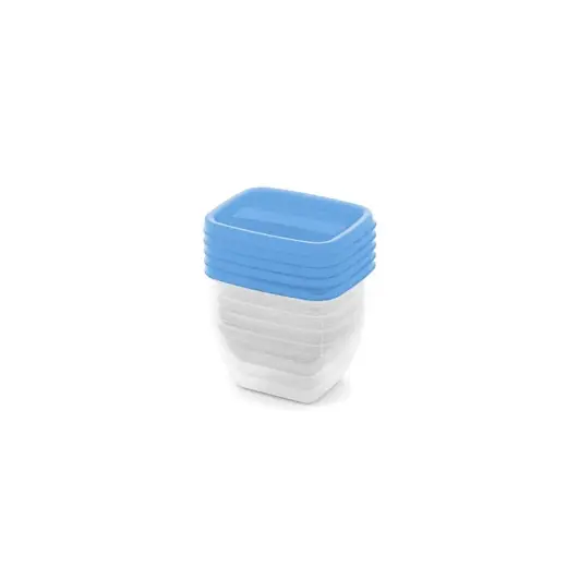 Rectangular food container set 5x0.25L Vedo transparent blue