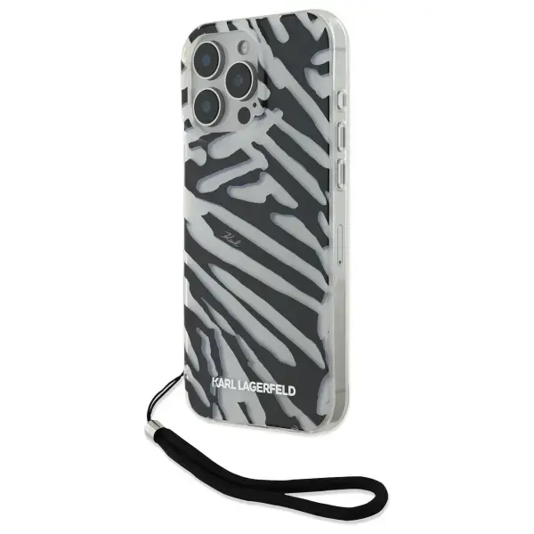 Karl Lagerfeld case for iPhone 16 Pro 6,3" KLHCP16LHZBPKCCK black Hard IML Zebra Pattern & Cord