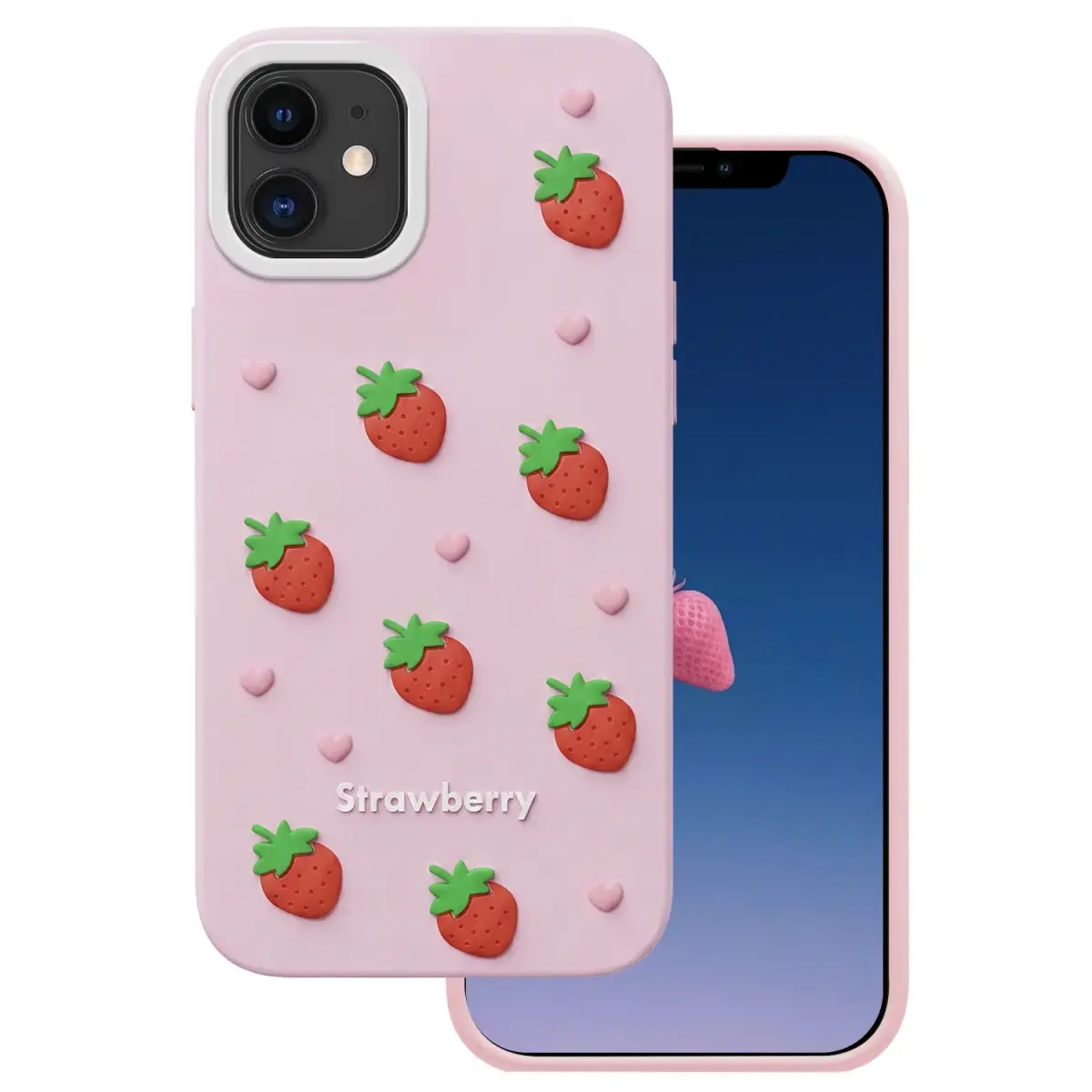 Strawberry maciņš telefonam iPhone 11 rozā