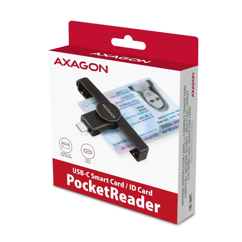 Axagon CRE-SMPC kompakts galda USB kontakta viedais ID karšu lasītājs ar garu USB-A kabeli
