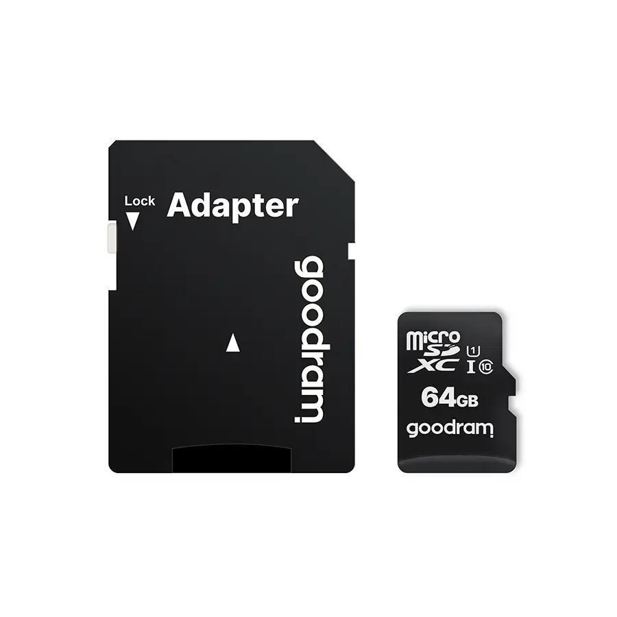 GOODRAM Memory MicroSD Card - 64GB with adapter, UHS I Class 10, 100MB/s