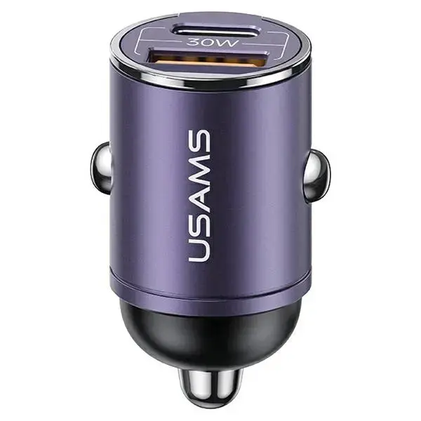 USAMS C38 CC206CC02 automašīnas lādētājs | 30W | PD | USB-A, USB-C | violets