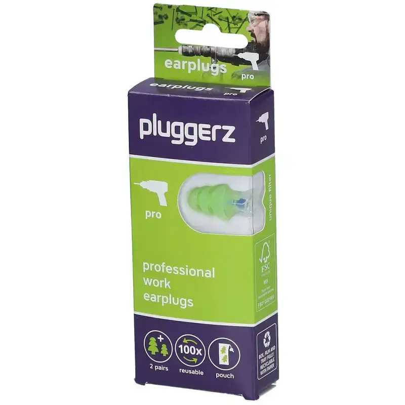 Pluggerz , Pro, Earplugs, Green, 4 pcs