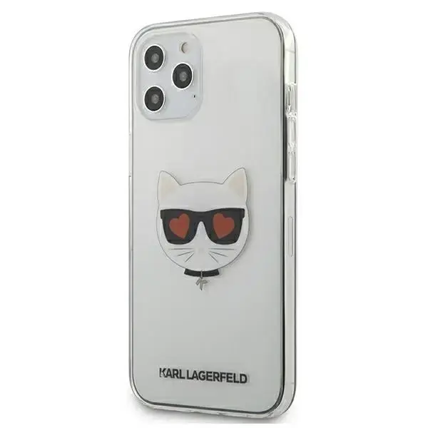 Karl Lagerfeld Grained PU K&CH Heads telefoniümbris iPhone 12 Pro Max jaoks, läbipaistev