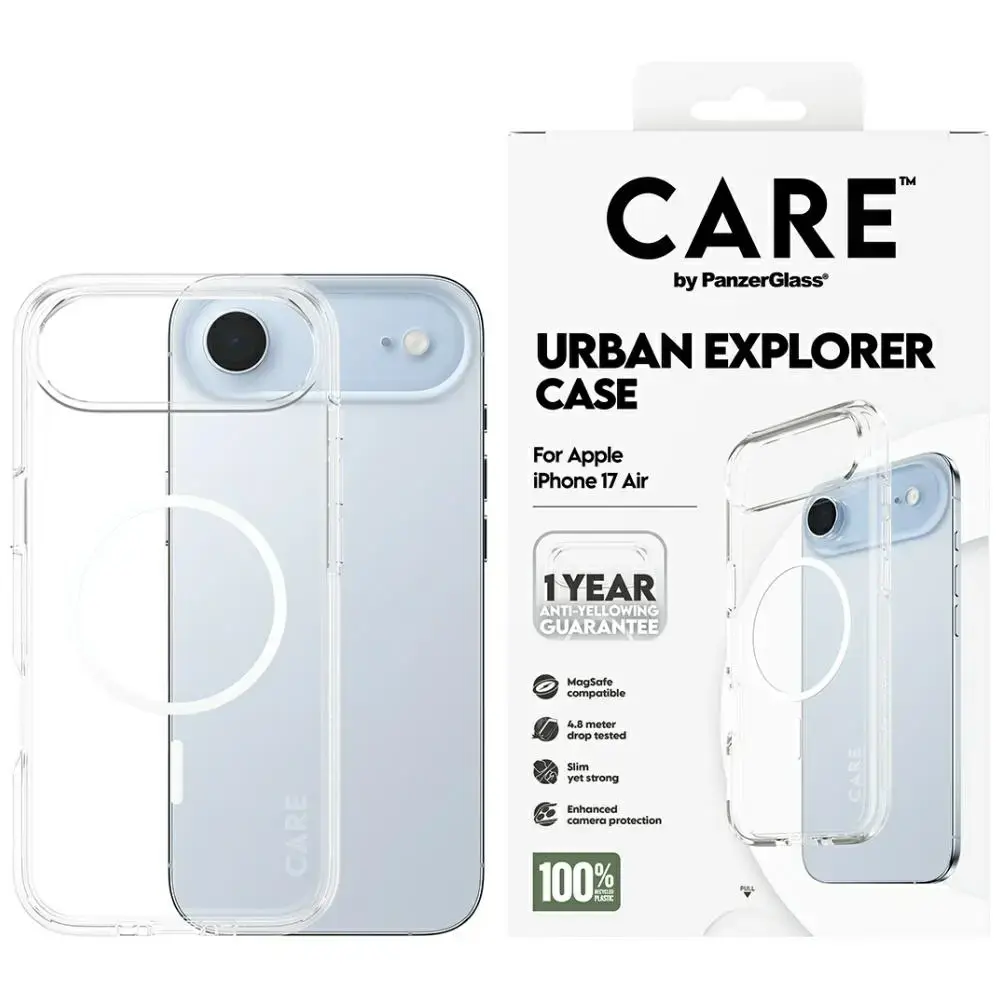 CARE by PanzerGlass Flagship Urban Explorer Case w. White MagSafe for iPhone Air Transparent