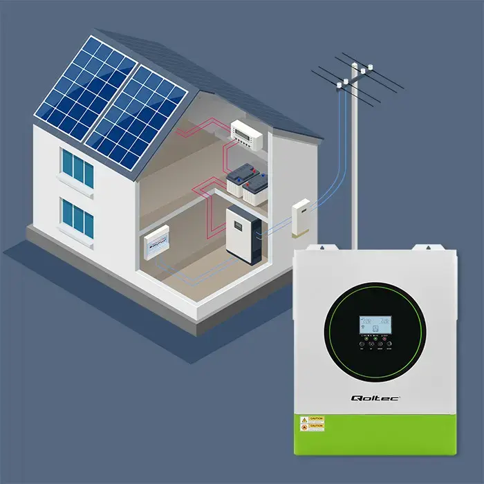 Qoltec Hybrid Solar Inverter Off-Grid 11000W | 160A | 48V| MPPT | BMS | AGM GEL LiFePO4 | Sinus | Wi-Fi option | Power factor 1.0