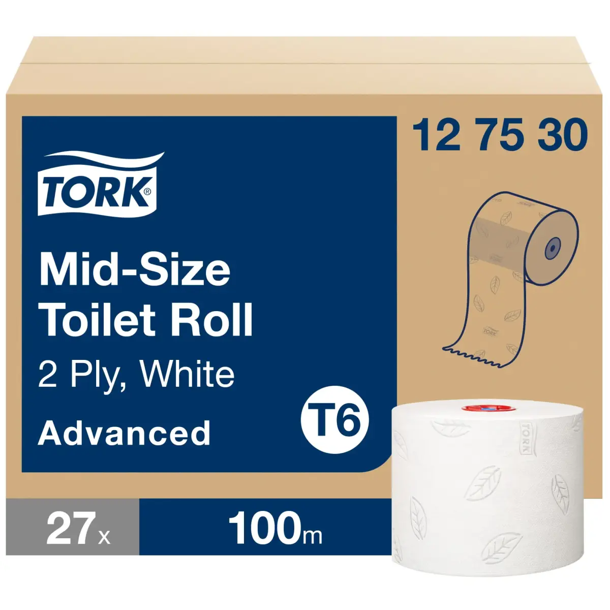 Tualetes papīrs TORK Advanced Compact T6, 2 sl., 9.9 cm x 100 m, baltā krāsā