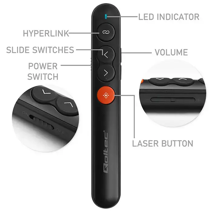 Qoltec Laser pointer | Presenter 4in1 | USB 3.0 | 2.4GHz | 30m