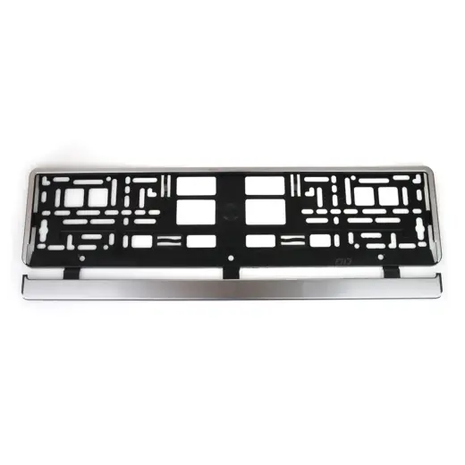 License Plate Frame - silver brush