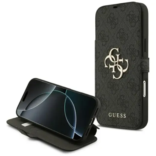 Etui Guess Book 4G Metal Logo do iPhone   17 Pro Max czarny