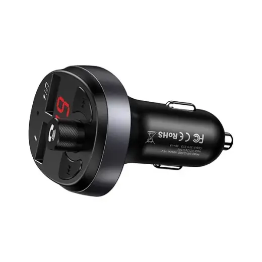 USAMS Zestaw głośnomówiący C11 z transmiterem FM, Bluetooth, MP3, 2xUSB 2,1A czarny|black CC62GC01 (US-CC062)