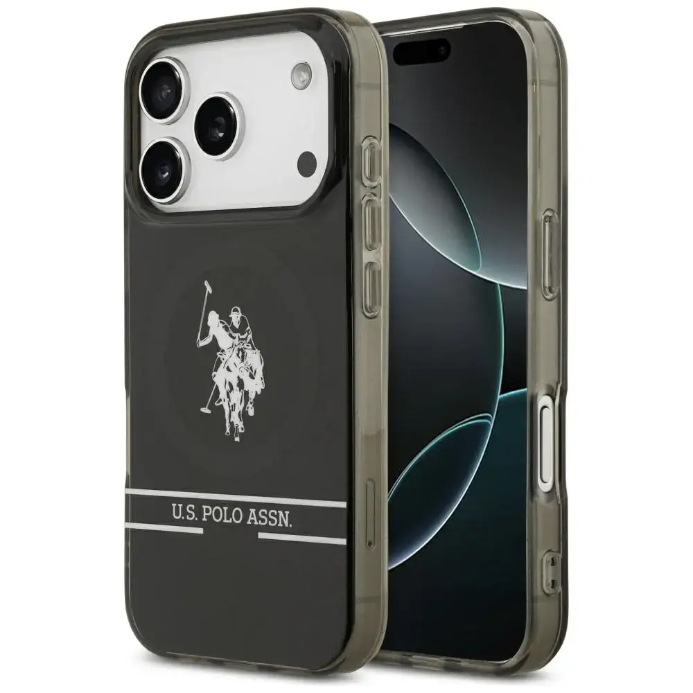 US Polo DH and Bottom Stripe Logo MagSafe Case for iPhone 17 Pro Black