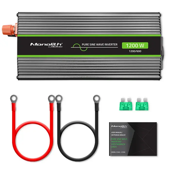 Qoltec Pure Sine Wave Inverter Monolith| 600W | 1200W | 12V to 230V